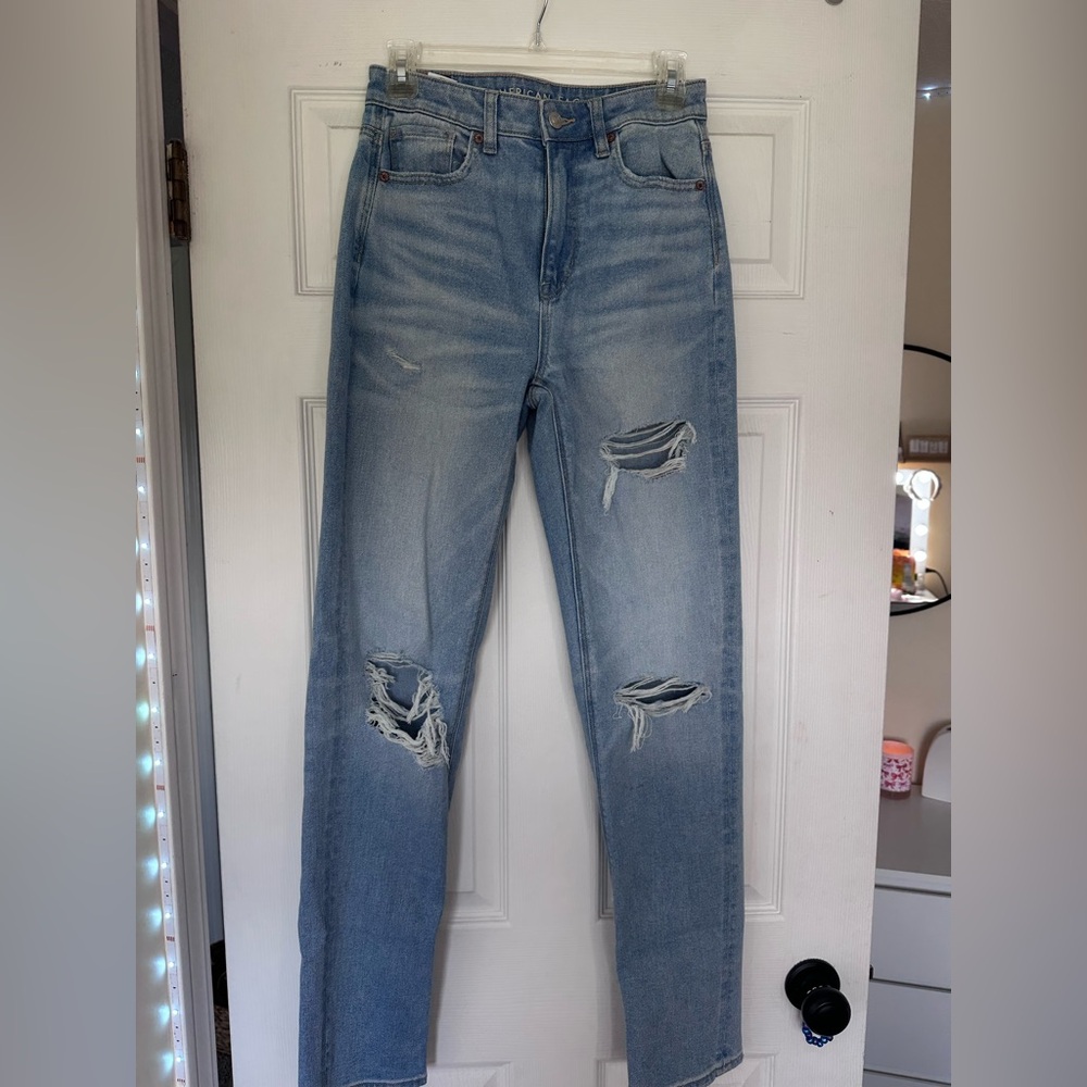 Distressed Blue Jeans